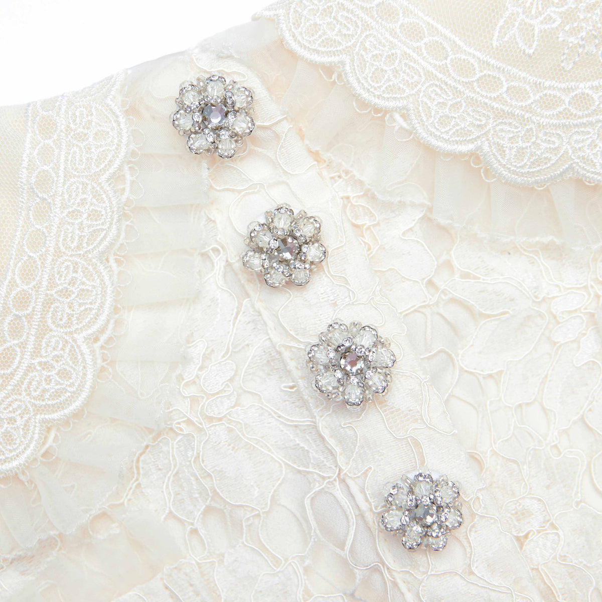 quintina Cream Floral Lace Mini Dress