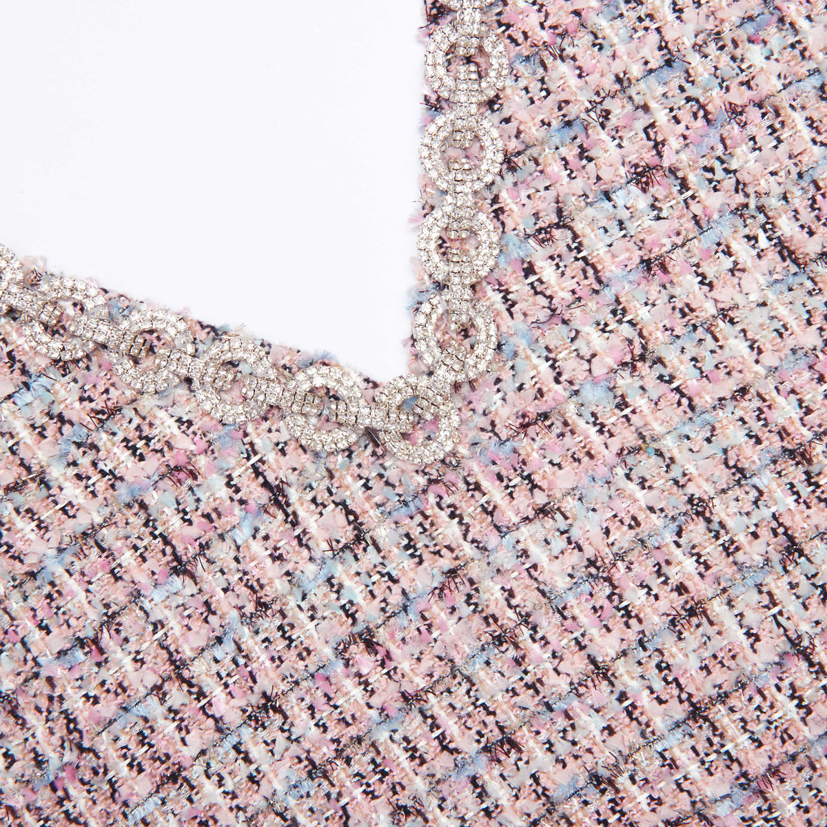 rosemary Pink Boucle Fur Hem Mini Dress