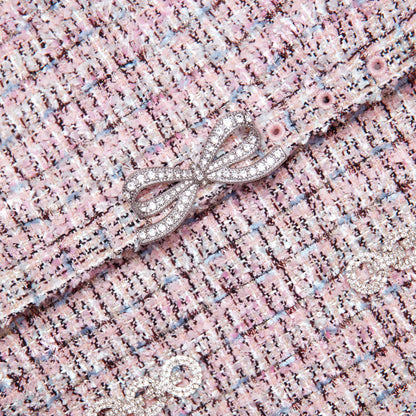 olivia Pink Boucle Chiffon Mini Dress