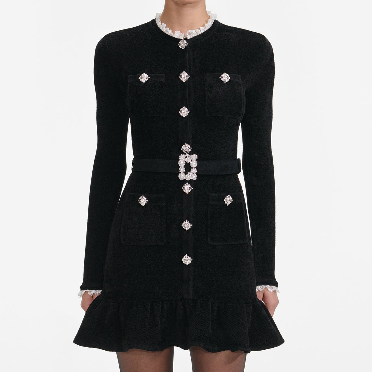 ingrid Black Chenille Knit Mini Dress
