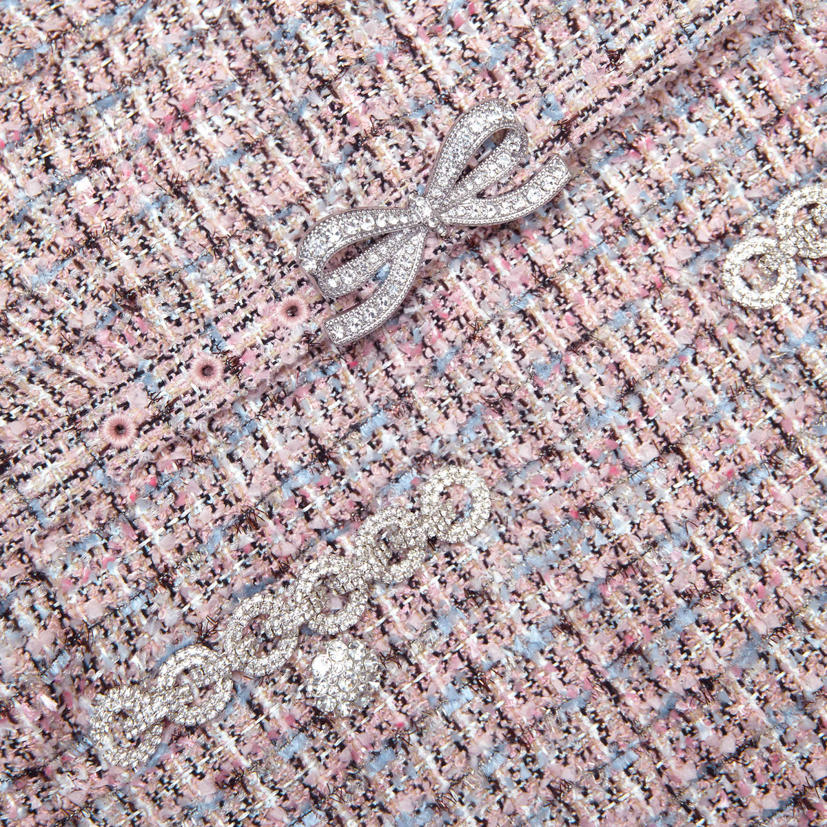aditi Pink Boucle Chiffon Midi Dress