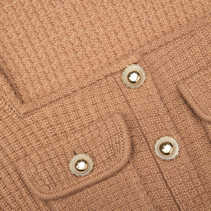 natalie Camel Peplum Knit Midi Dress