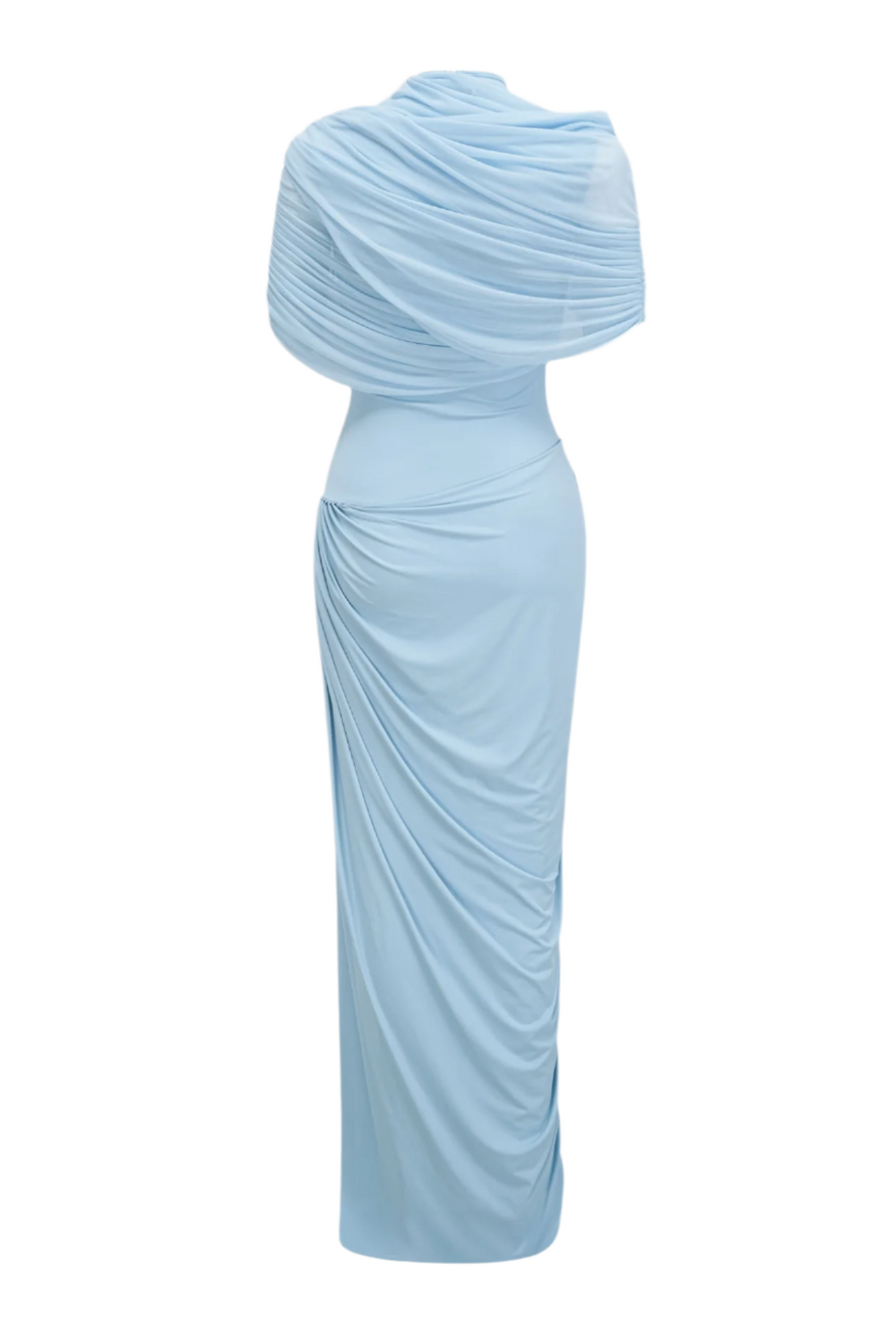 Aakifa Asymmetric Draped Maxi Dress - Baby blue