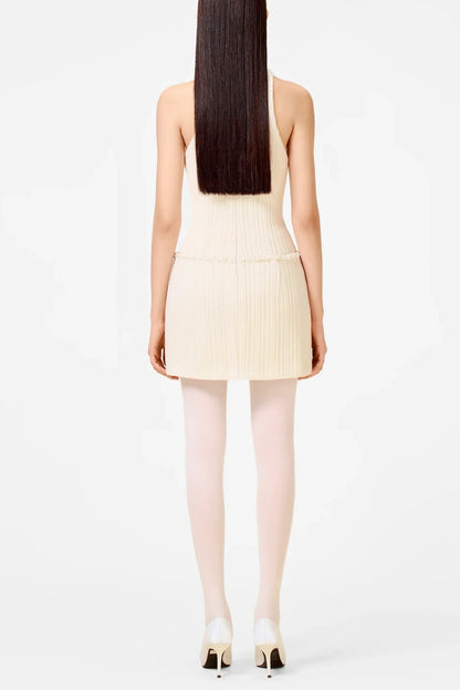 Abene Sleeveless Beaded Embellished  Knit Mini Dress