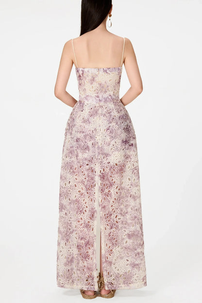 Abetzi Floral Embroidered Shorts & Maxi Dress Set - Purple
