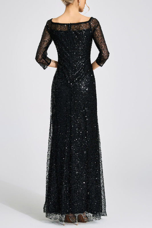 sarah black Diamond embellished tulle Maxi Dress