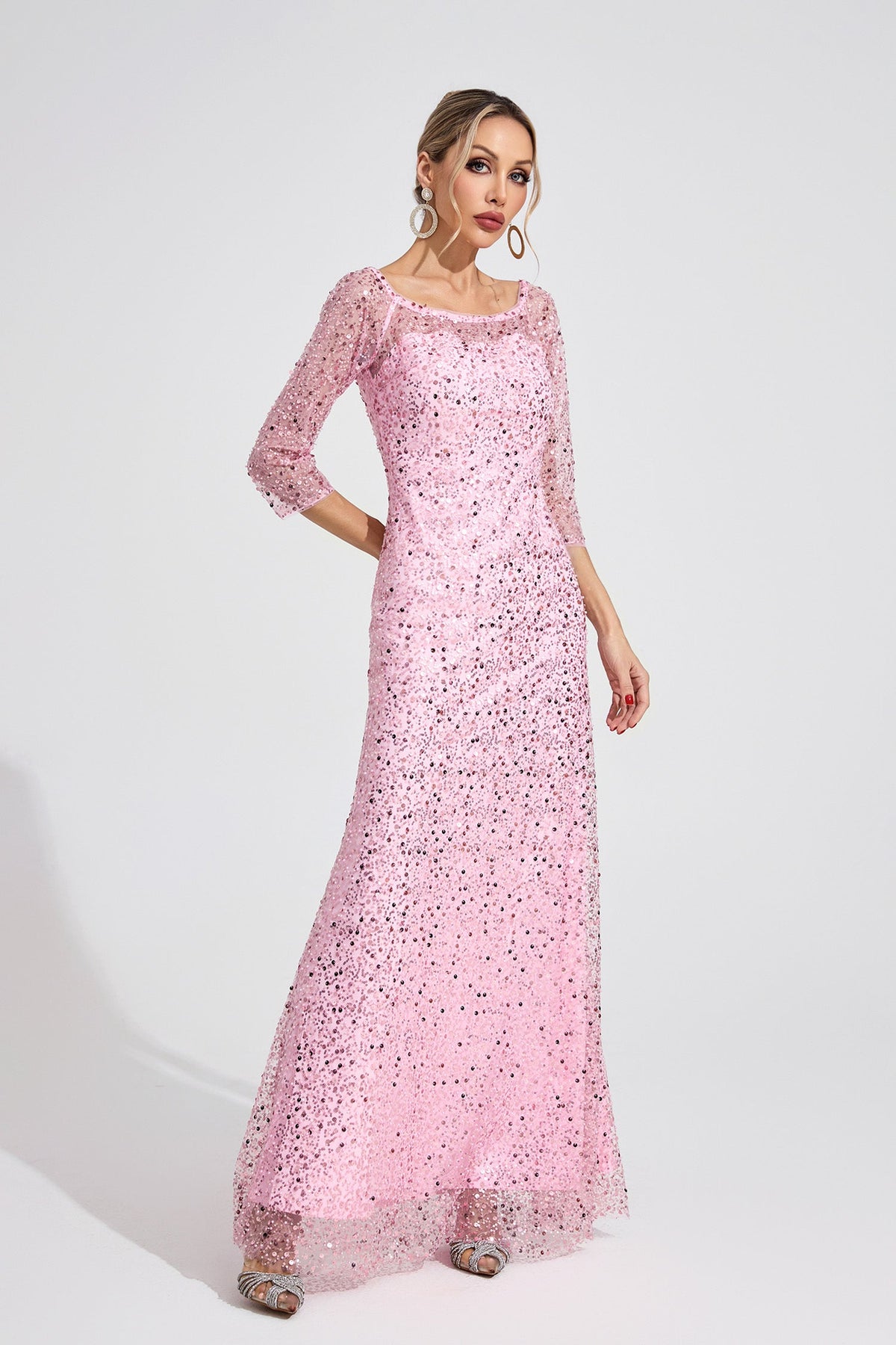 sarah Pink Diamond embellished tulle Maxi Dress