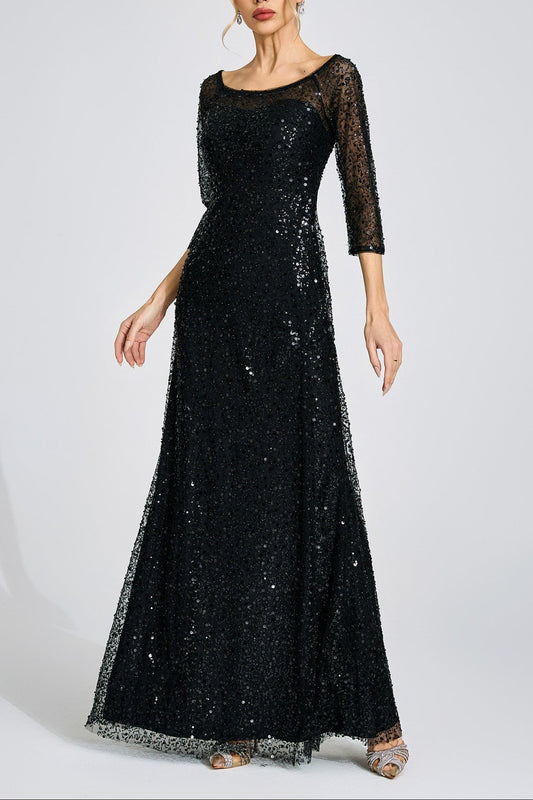 sarah black Diamond embellished tulle Maxi Dress