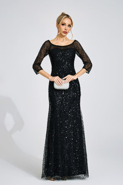 sarah black Diamond embellished tulle Maxi Dress
