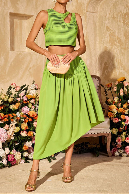 Sleeveless Ruched Skirt Set