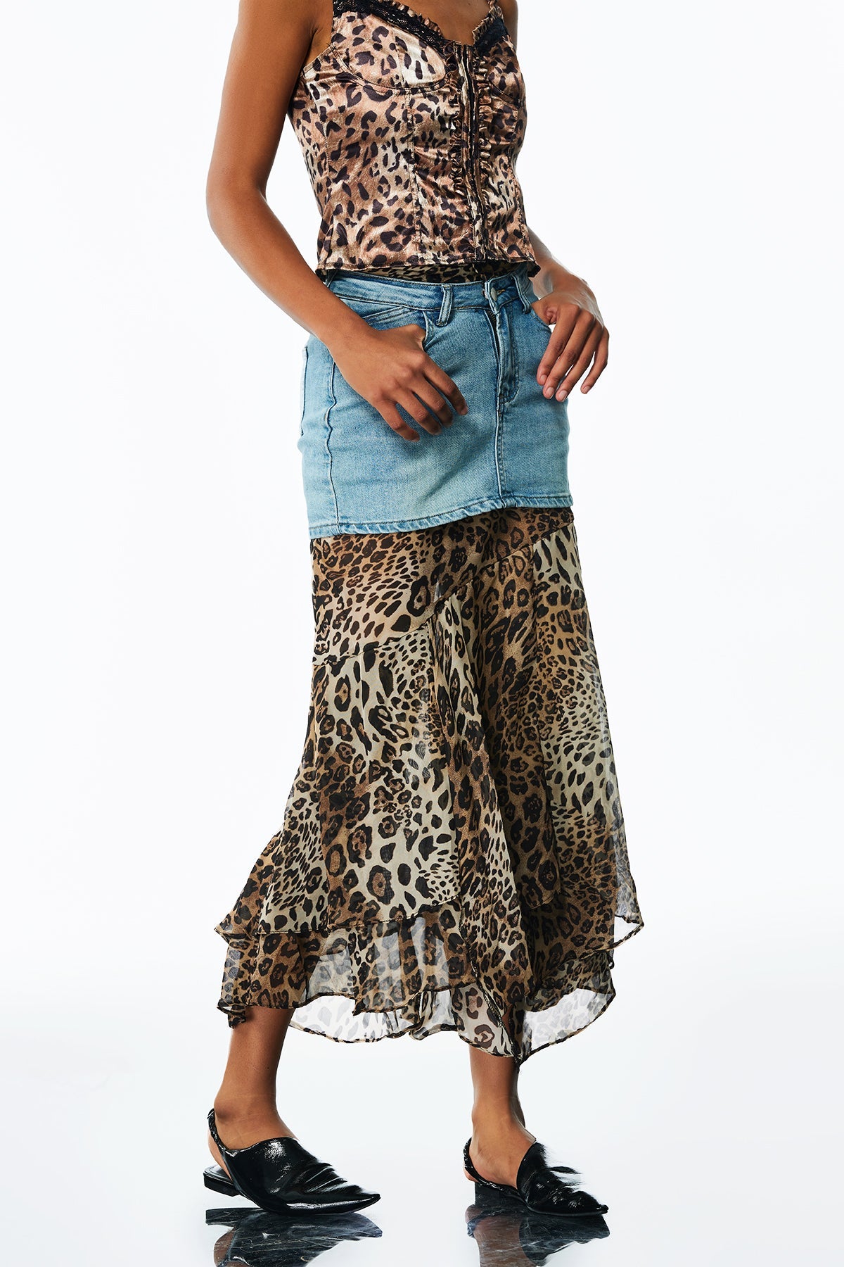 Amalfrida Deconstruct Ruffle Denim Skirt