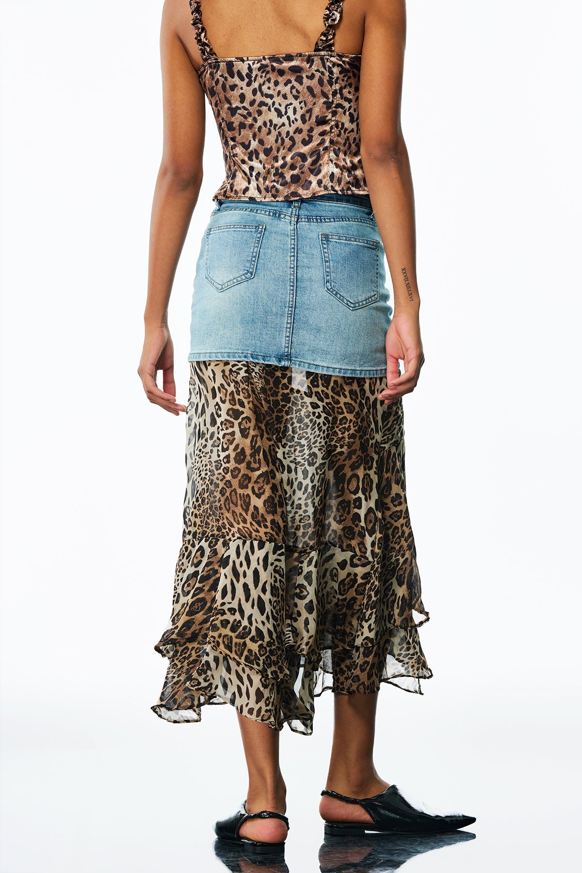 Amalfrida Deconstruct Ruffle Denim Skirt