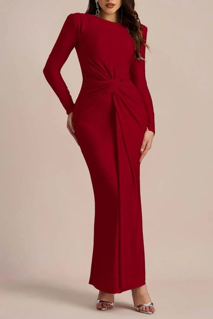 AMANDA LONG SLEEVE TWIST FRONT MAXI DRESS