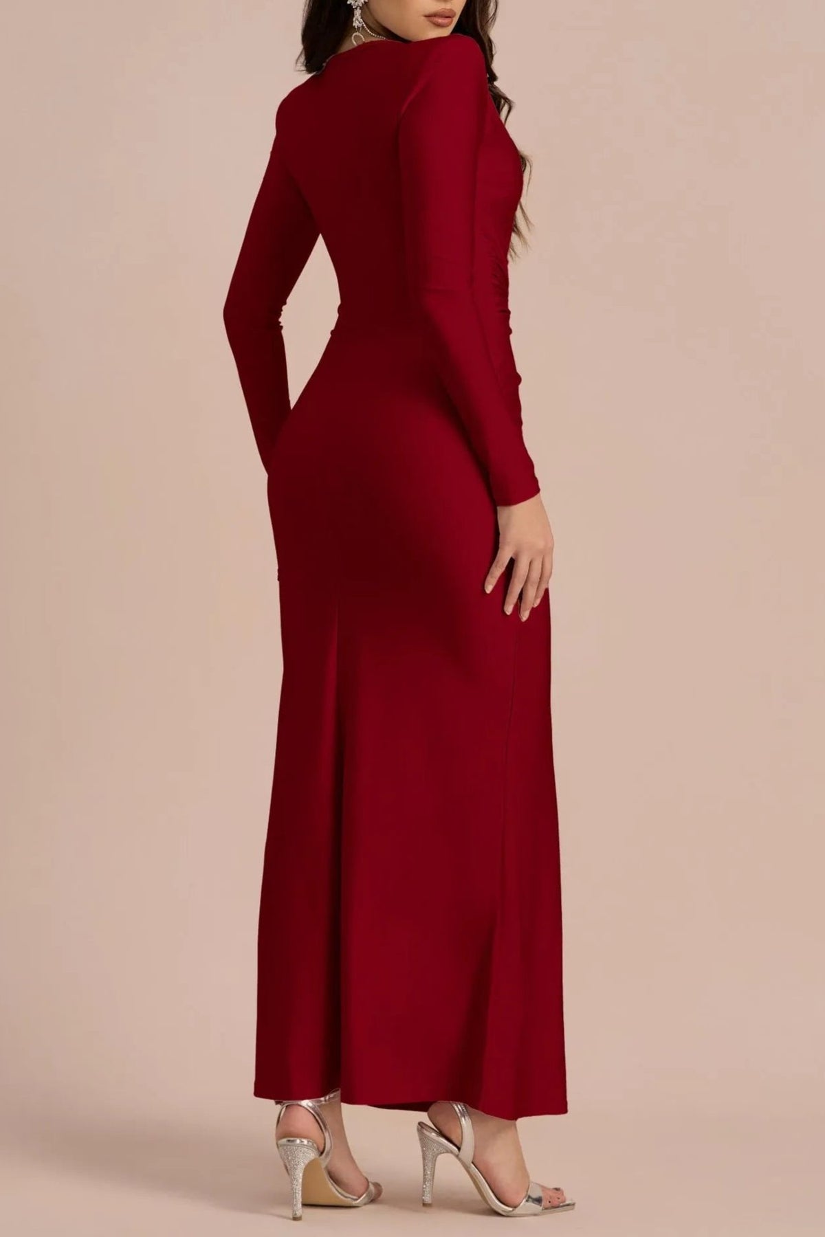 AMANDA LONG SLEEVE TWIST FRONT MAXI DRESS