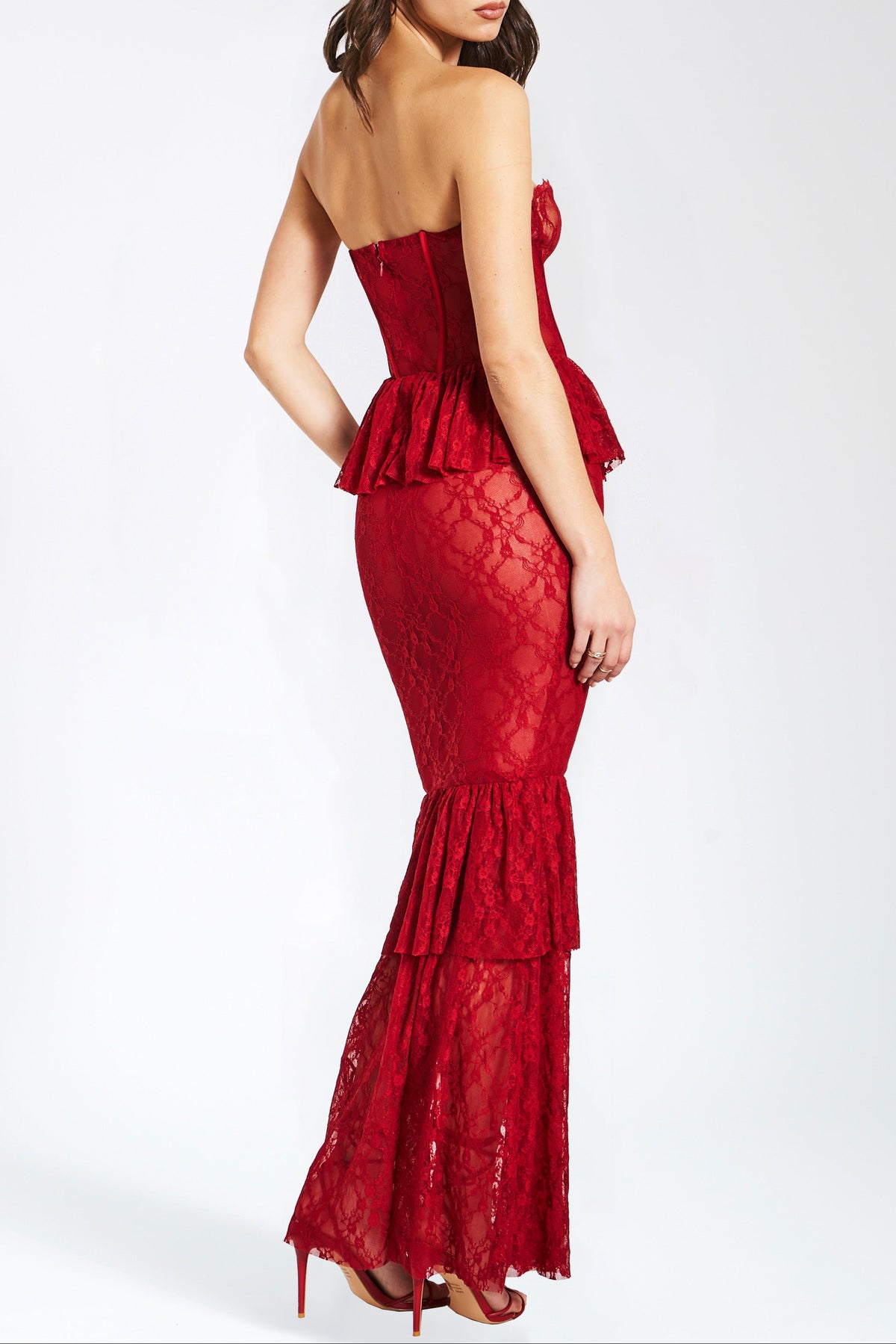 Zen Burgundy Lace Corset Maxi Dress