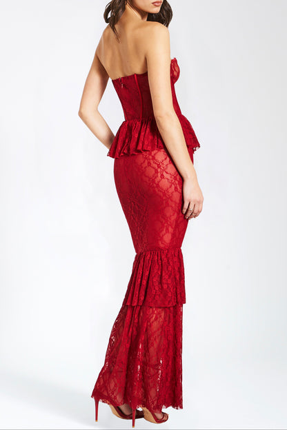 Zen Burgundy Lace Corset Maxi Dress