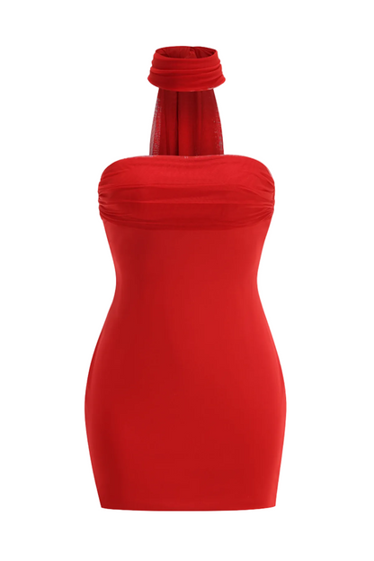 Asat Strapless Wrap Mini Dress - Red