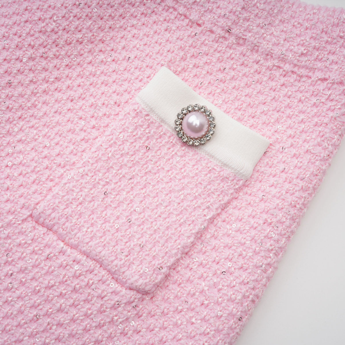 shirley Sequined Knit Cardigan & Skirt Set - pink