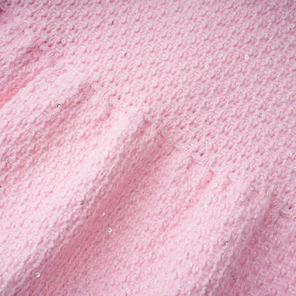 shirley Sequined Knit Cardigan & Skirt Set - pink
