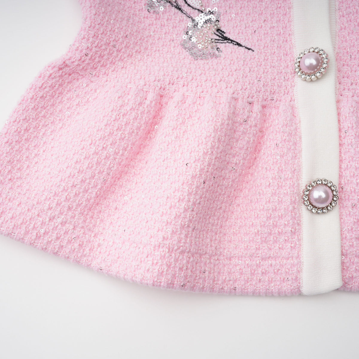 shirley Sequined Knit Cardigan & Skirt Set - pink