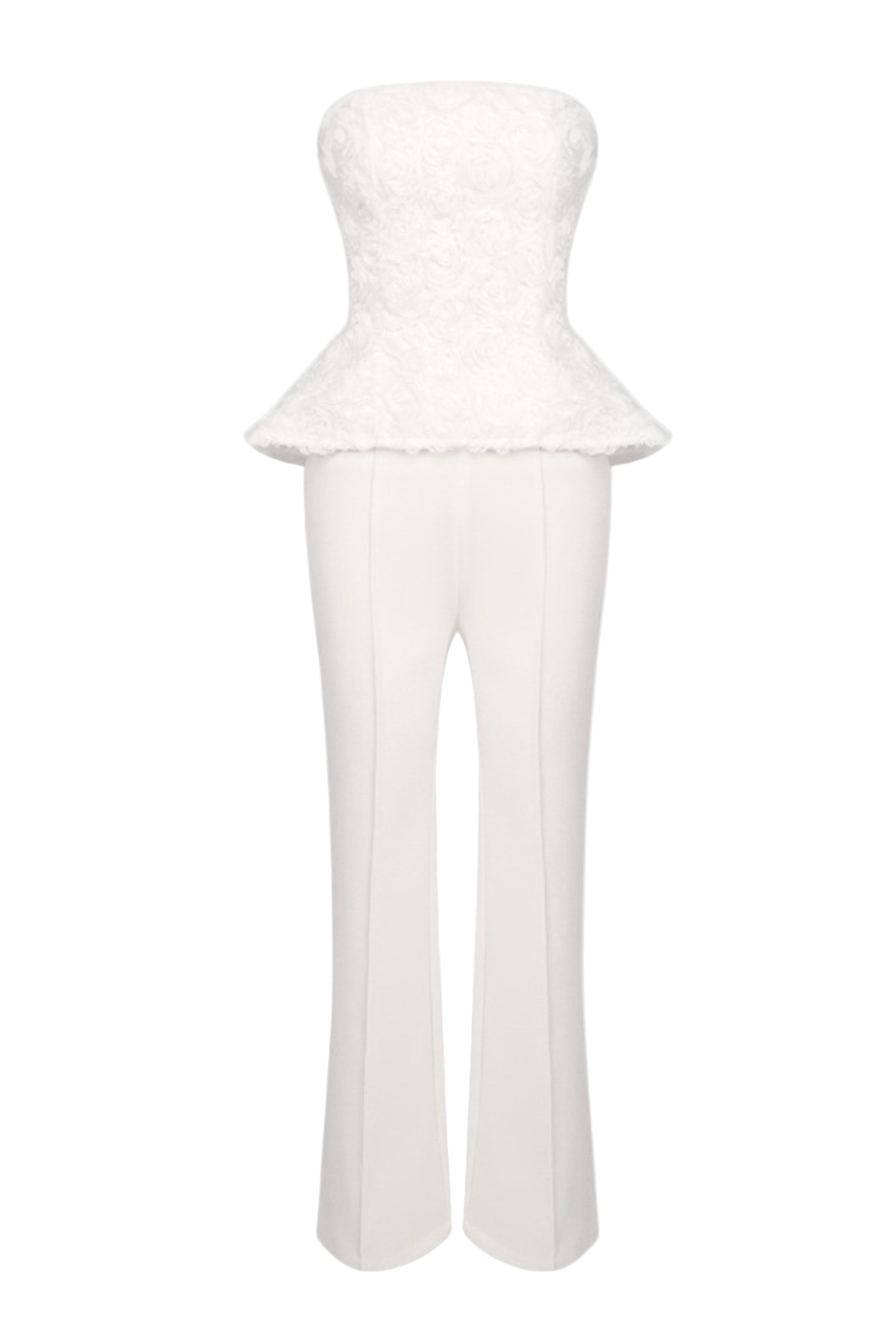 georgia 3d flower top pants set in white