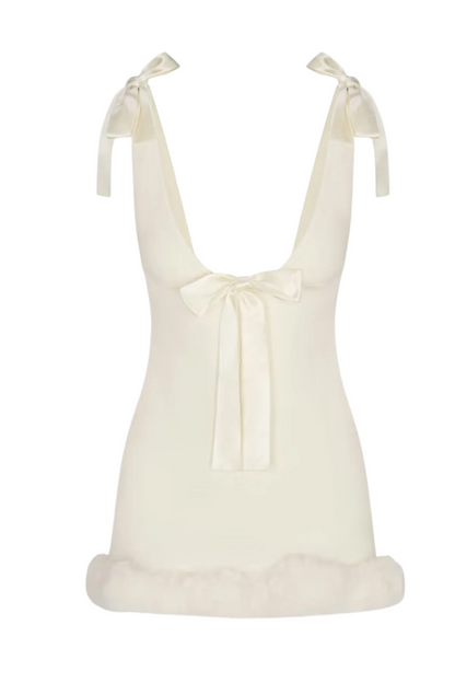 Atalanta Bow Embellished Mini Dress - White