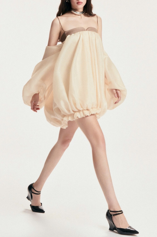 Attica Off Shoulder Ruched Puff Mini Dress