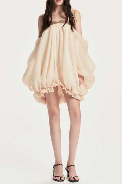 Attica Off Shoulder Ruched Puff Mini Dress