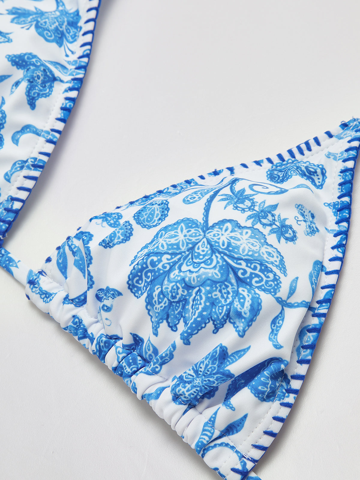 Printed Tasseled Adjustable Strap Bikini Set