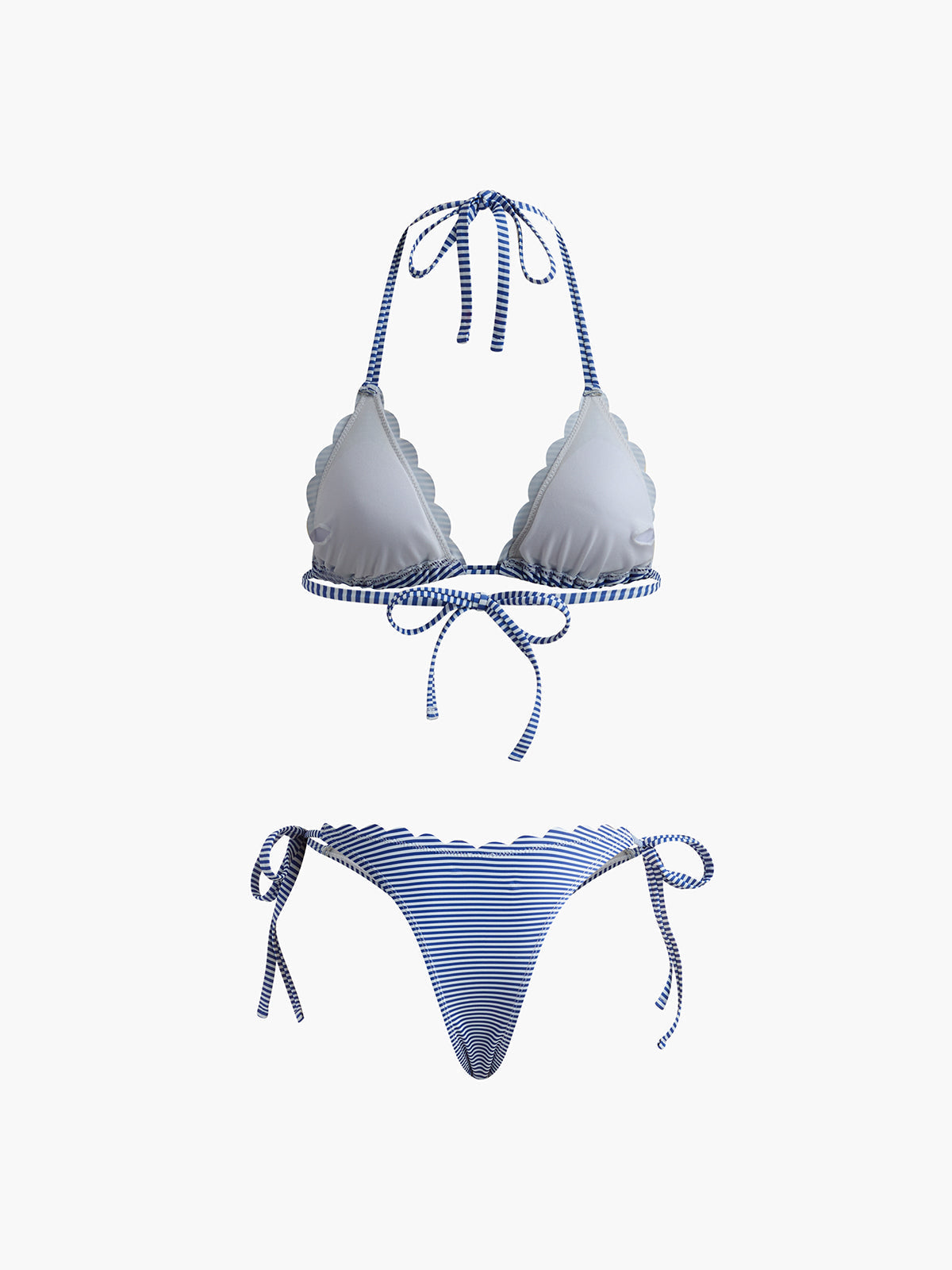 Halter Striped Removable Padded Bikini Set
