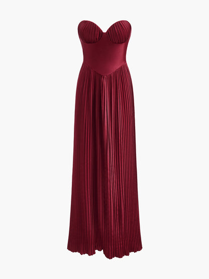 Pleated Slim Tube Maxi Dress