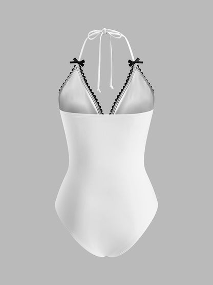Bow Swimsuit with Chest Detail