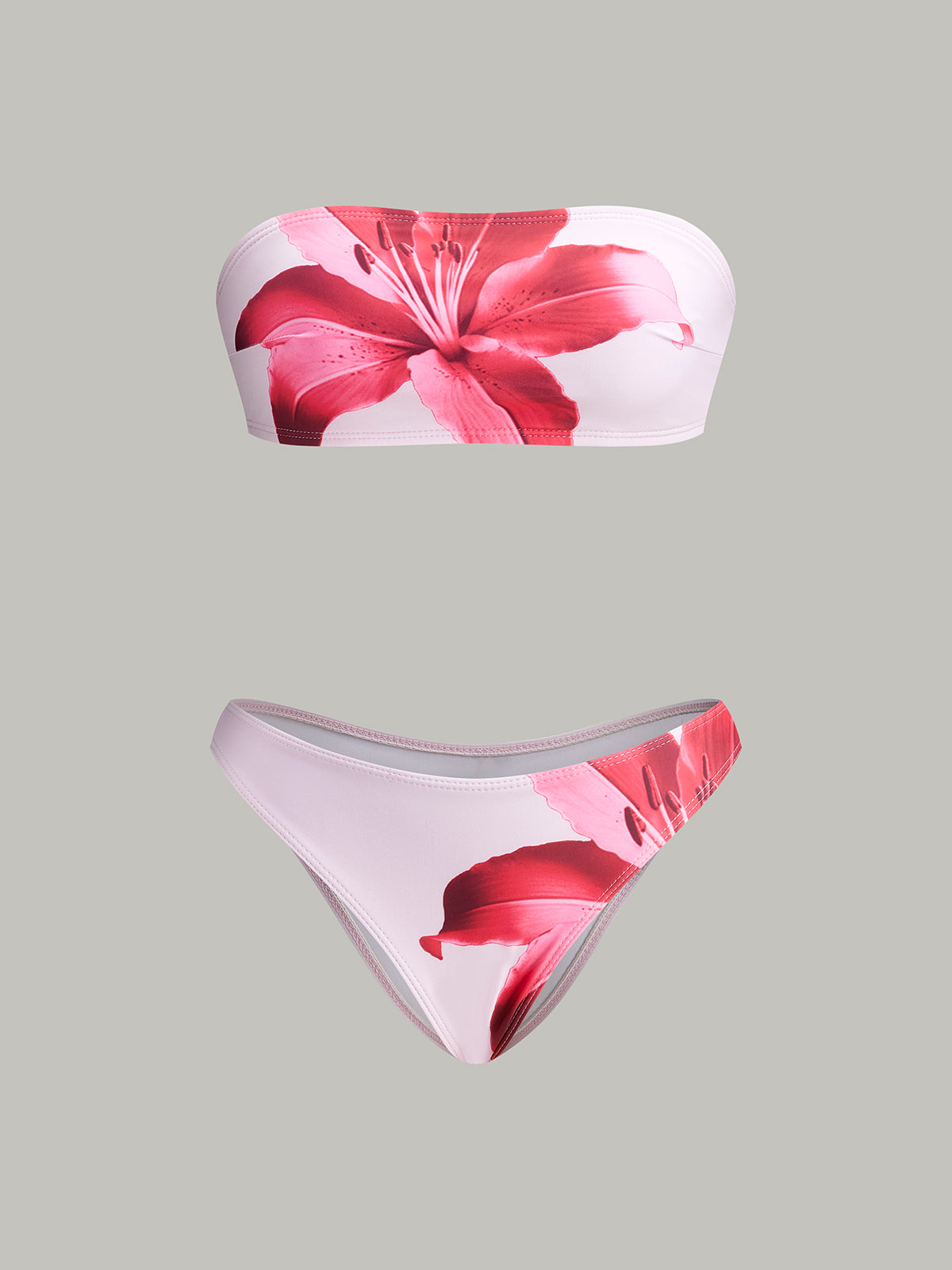 Floral Printed Bikini Bandeau and Chic Pareo Skirt