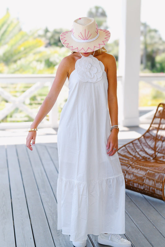 Sidney Maxi Sundress Flower Detail - Ivory