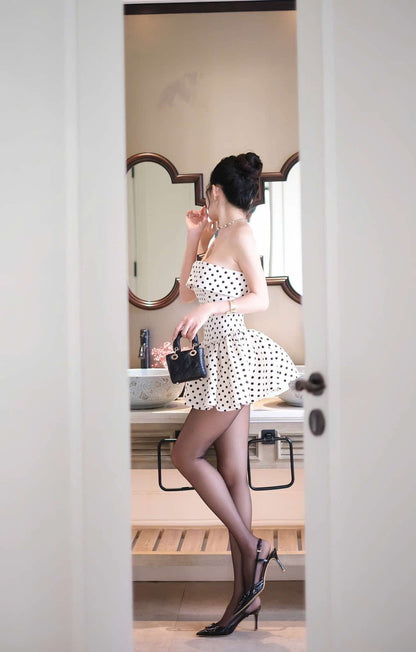 Lumi Dot Strapless Mini Dress