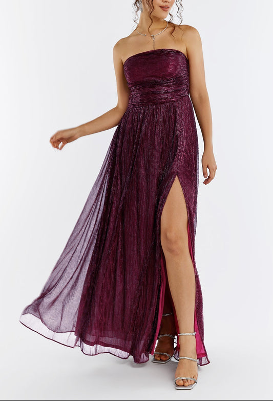 Backless Glitter Tube Maxi Dress