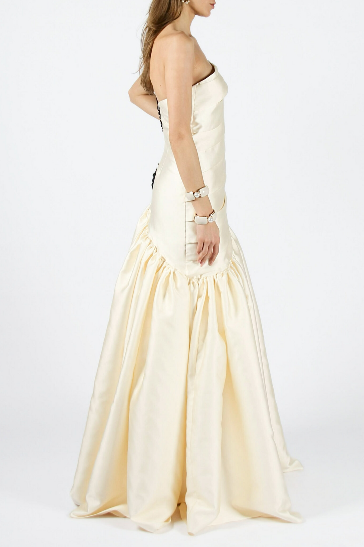 One Shoulder Satin Ruched Maxi Dress