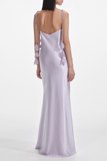 Bahari Floral Ribbon Satin Maxi Dress