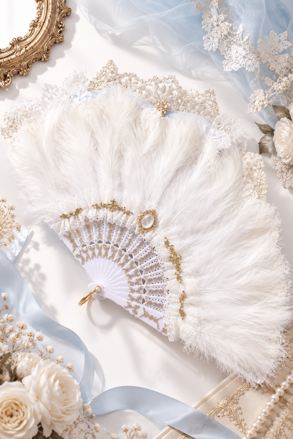 Baroque Pearl Folding Fan