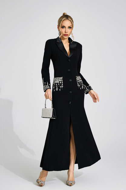 simona black Diamond embellished Maxi Dress
