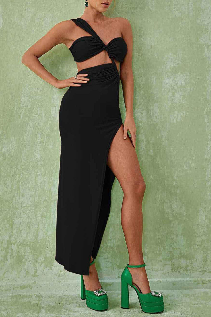 Berenice One Shoulder Cutout Maxi Dress In Black