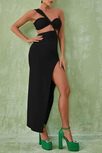 Berenice One Shoulder Cutout Maxi Dress In Black