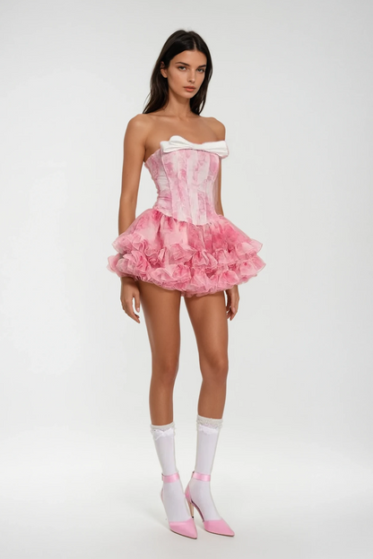 Besnik Corset Ruffle Mini Dress