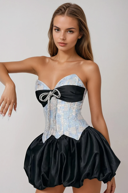 Bethari Strapless Corset Puffy Mini Dress