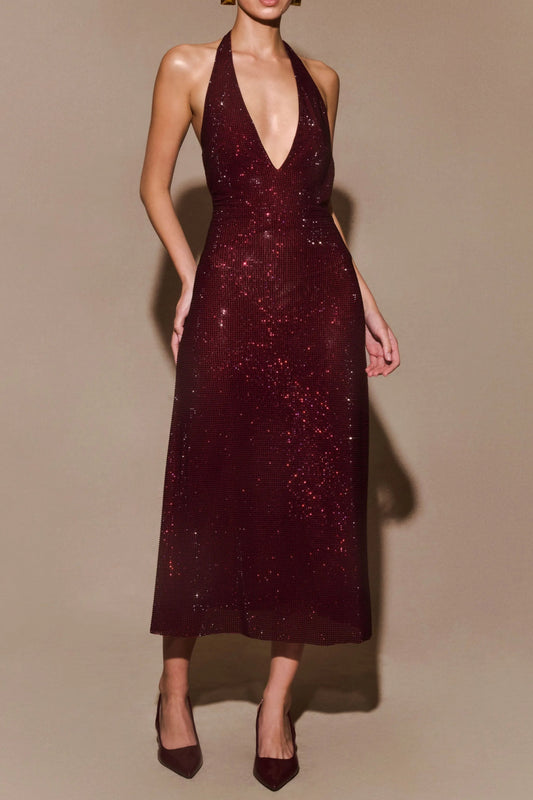 Diamond Halter Neck Midi Dress