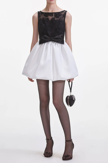 Black And White Tulle Mini Dress