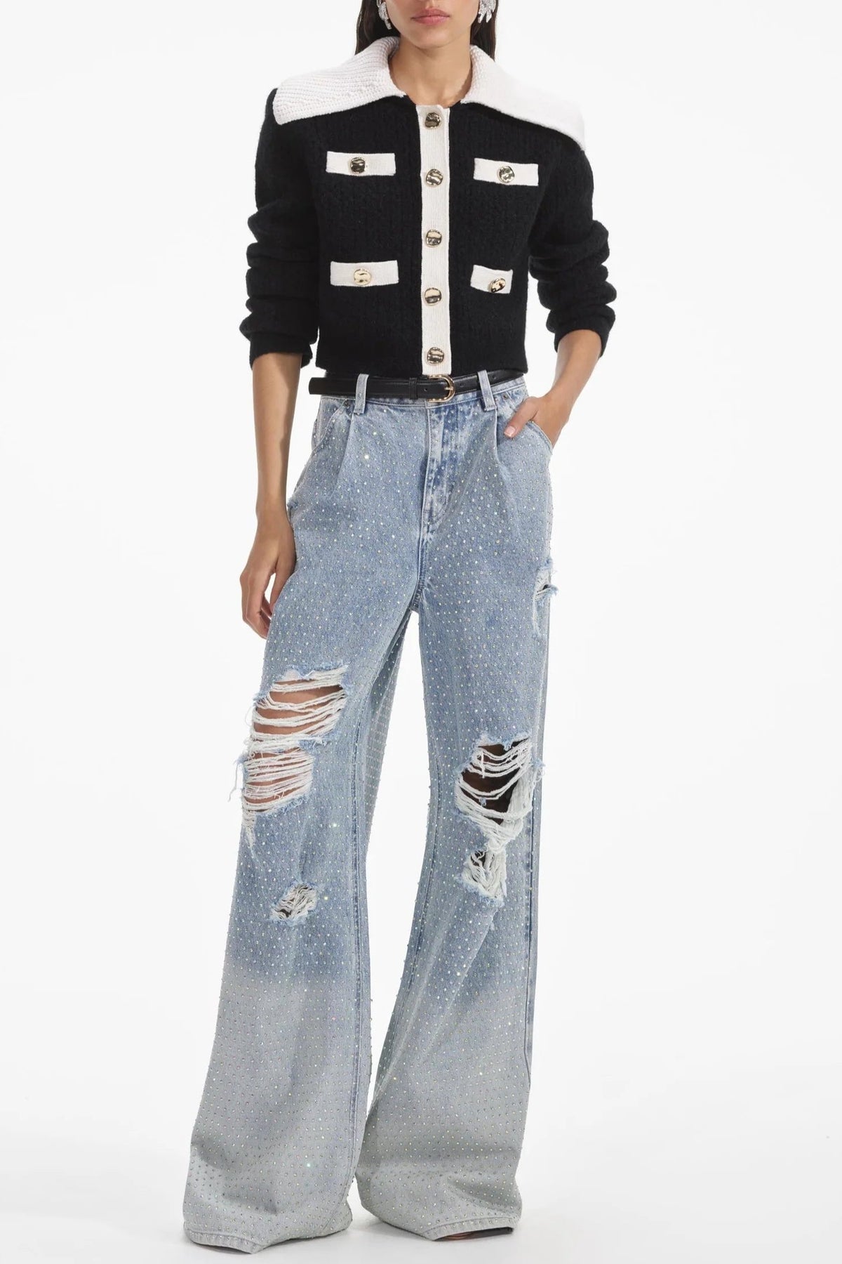 Black Contrast Cashmere Blend Cardigan