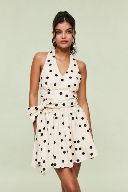 Blai Dot Bow Ruffle Mini Dress