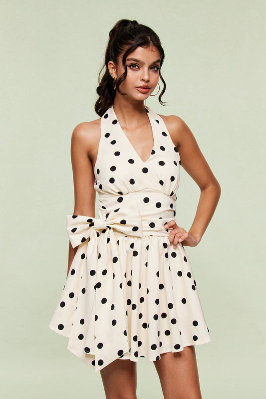 Blai Dot Bow Ruffle Mini Dress