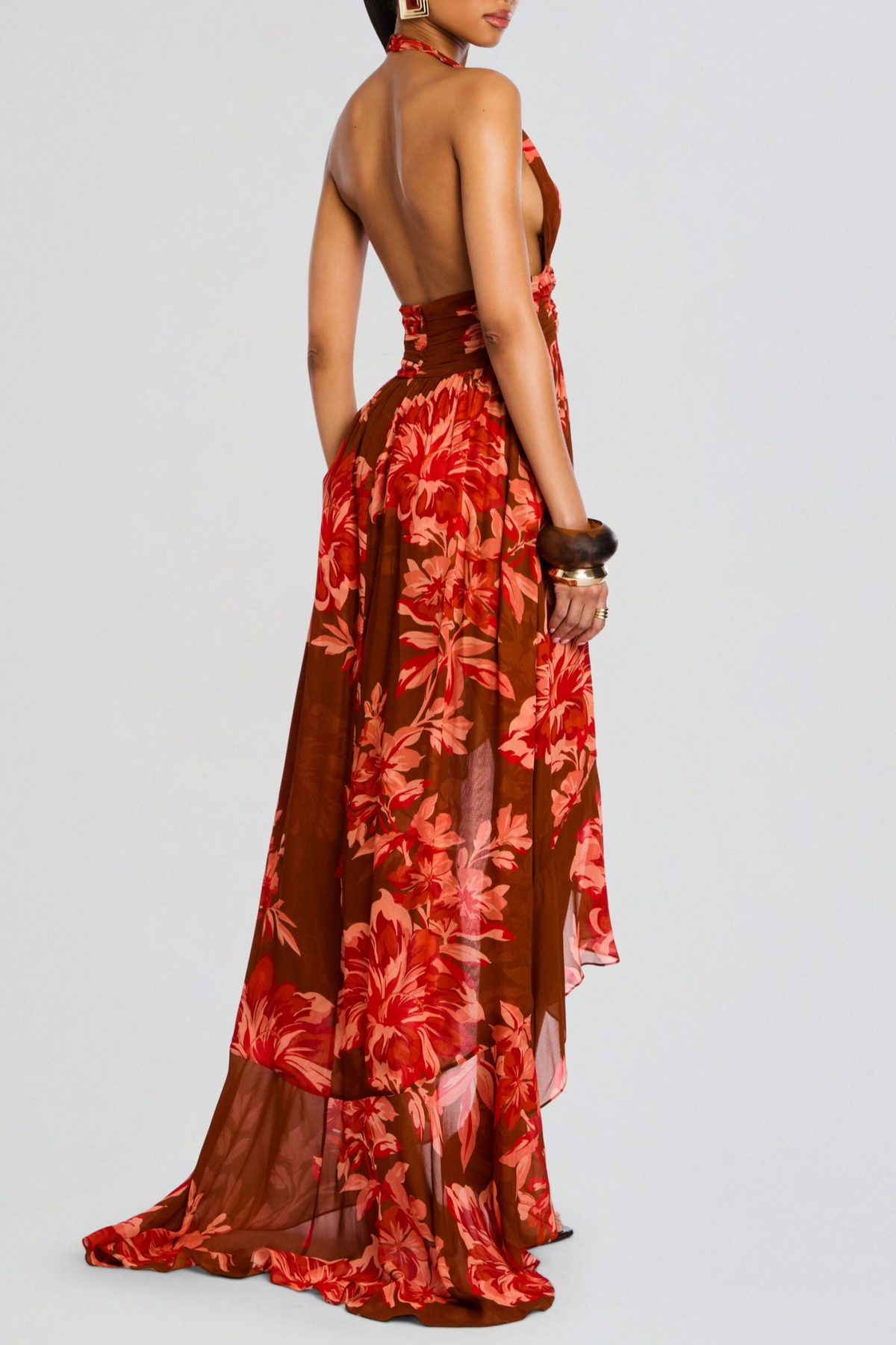 Floral Halter Print Maxi Dress